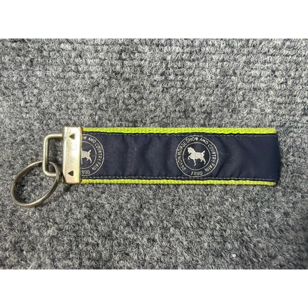 Devon Horse Show and Country Fair 1896 Keychain Navy Lime Green Equestrian Fob